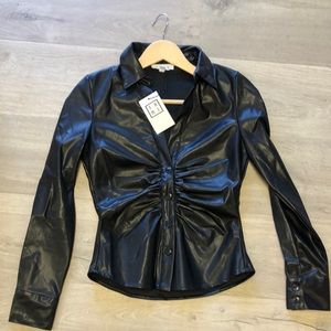 Brand new THML faux leather top black super cute